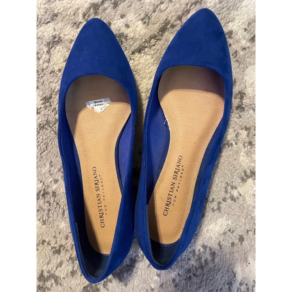 Christian Siriano for Payless Cobalt Blue Suede Pointed Toe Flats Size 7 - Picture 3 of 3